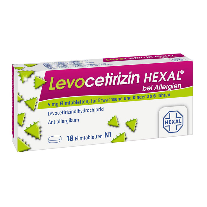 Levocetirizin HEXAL Tabletten bei Allergien, 18 pc Tablettes