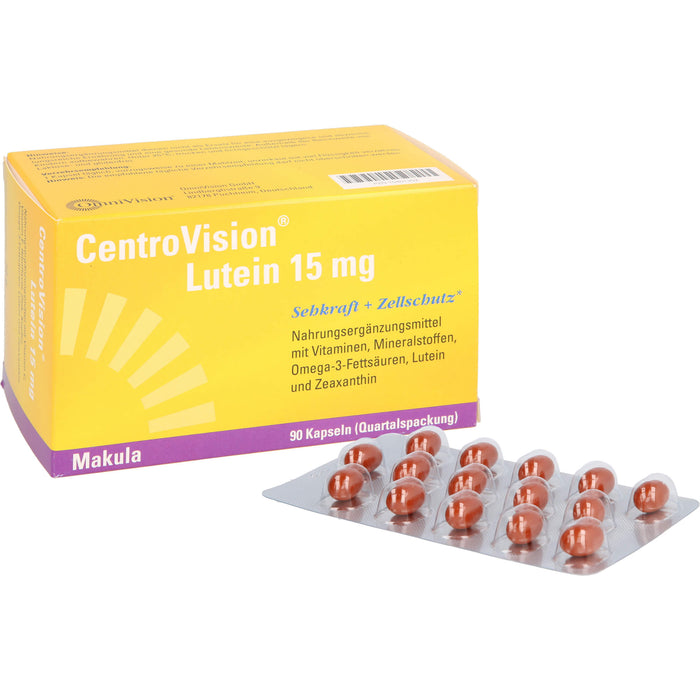 CentroVision Lutein 15 mg Kapseln Sehkraft + Zellschutz, 90 pc Capsules