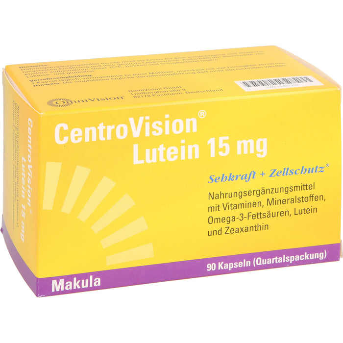 CentroVision Lutein 15 mg Kapseln Sehkraft + Zellschutz, 90 pcs. Capsules