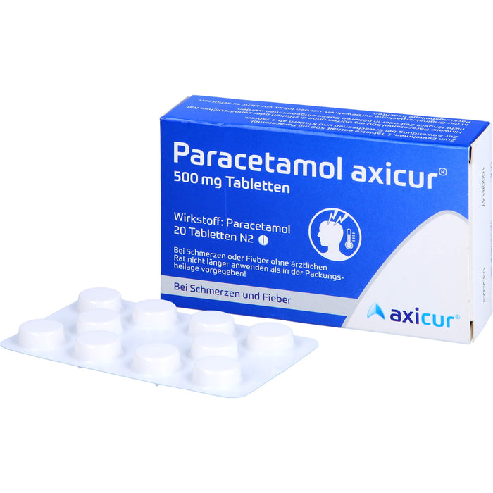 Paracetamol axicur 500 mg Tabletten Reimport axicorp, 20 pcs. Tablets
