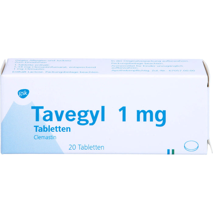 Tavegyl 1 mg Eurim Tabletten bei Allergien, 20 pc Tablettes