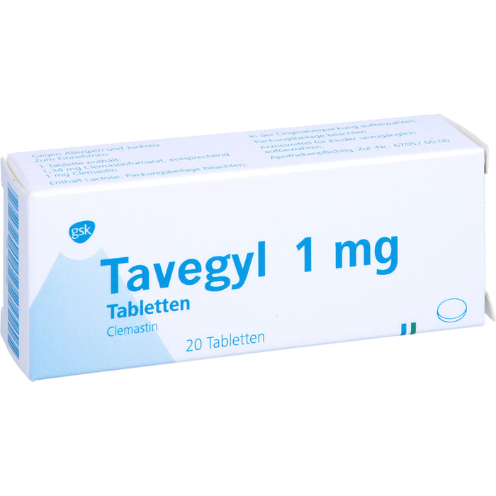 Tavegyl 1 mg Eurim Tabletten bei Allergien, 20 pc Tablettes