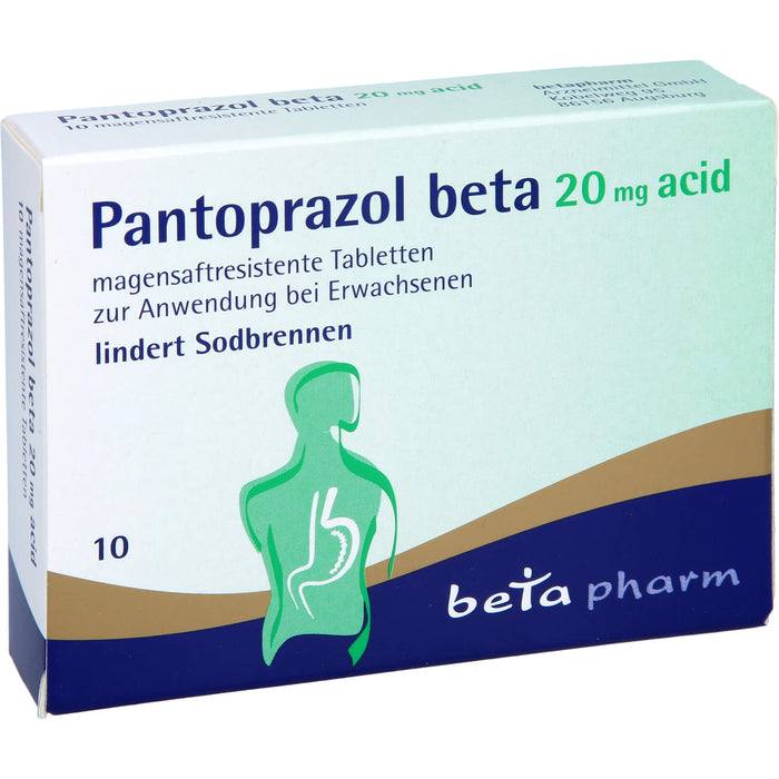 Pantoprazol beta 20 mg acid Tabletten lindert Sodbrennen, 10 pcs. Tablets