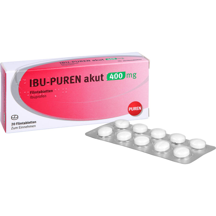 PUREN Ibu akut 400 mg Filmtabletten bei Schmerzen und Fieber, 20 St. Tabletten
