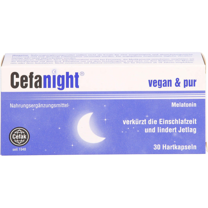 Cefanight mit Melatonin Kapseln verkürzt die Einschlafzeit und lindert Jetlag, 30 pcs. Capsules