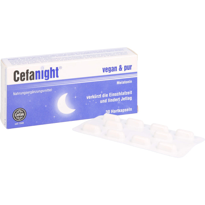 Cefanight mit Melatonin Kapseln verkürzt die Einschlafzeit und lindert Jetlag, 30 pcs. Capsules