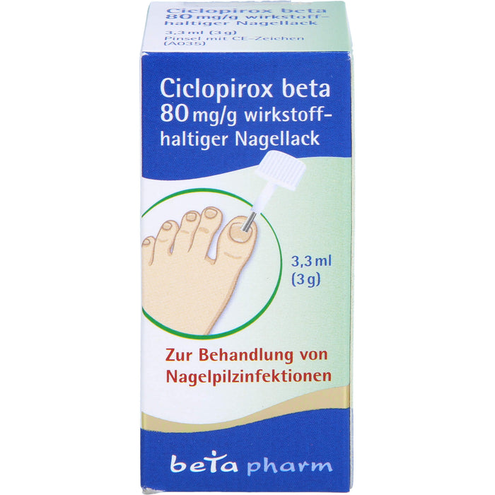Ciclopirox beta 80 mg/g bei Nagelpilzinfektionen, 3.3 ml Nail varnish containing active ingredients