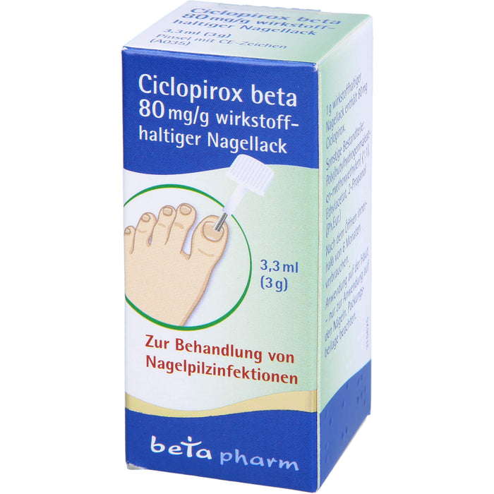 Ciclopirox beta 80 mg/g bei Nagelpilzinfektionen, 3.3 ml Nail varnish containing active ingredients