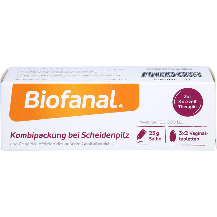 Biofanal® Kombipackung bei Scheidenpilz und Candida-Infektionen des äußeren Genitalbereichs, 100 000 I.E. Salbe und Vaginaltabletten, 1 St. Kombipackung