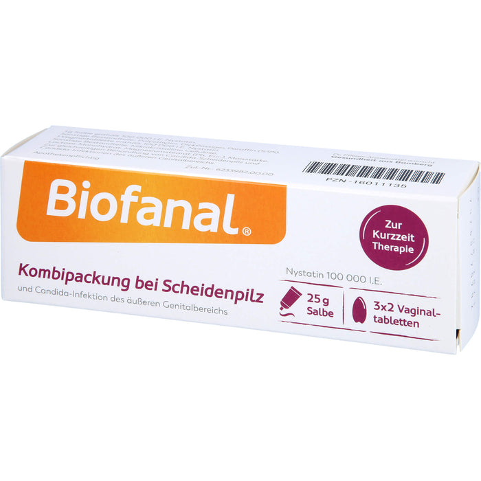 Biofanal Kombipackung bei Scheidenpilz und Candida-Infektionen des äußeren Genitalbereichs, 100 000 I.E. Salbe und Vaginaltabletten, 1 pc Paquet combiné
