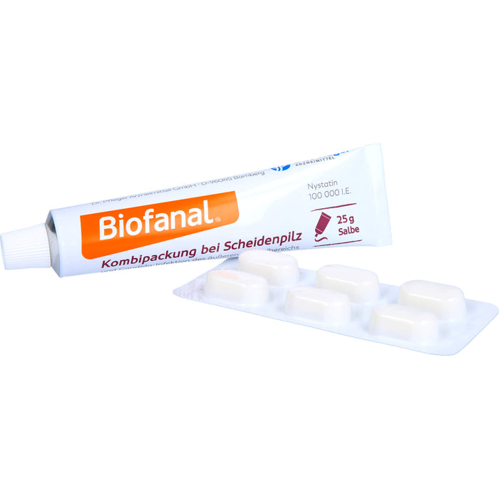 Biofanal Kombipackung bei Scheidenpilz und Candida-Infektionen des äußeren Genitalbereichs, 100 000 I.E. Salbe und Vaginaltabletten, 1 pc Paquet combiné