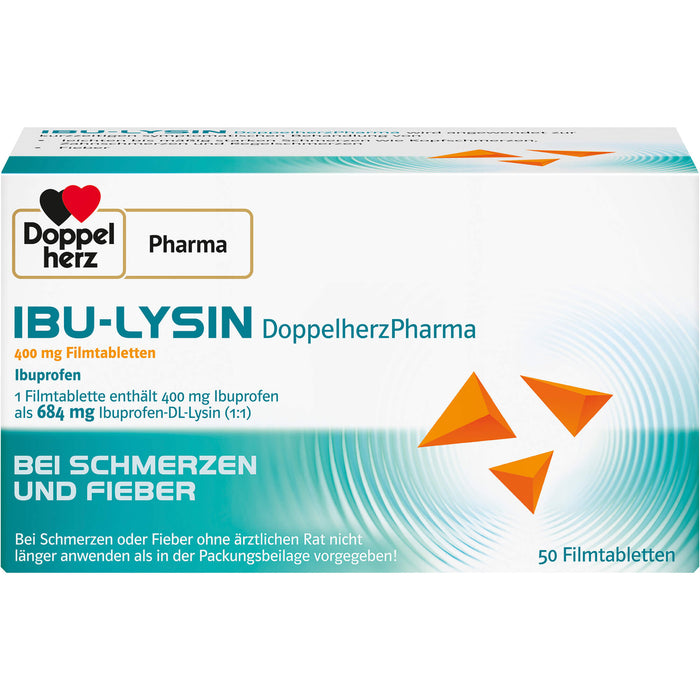 Doppelherz Pharma Ibu Lysin 400 mg Filmtabletten bei Schmerzen und Fieber, 50 pc Tablettes