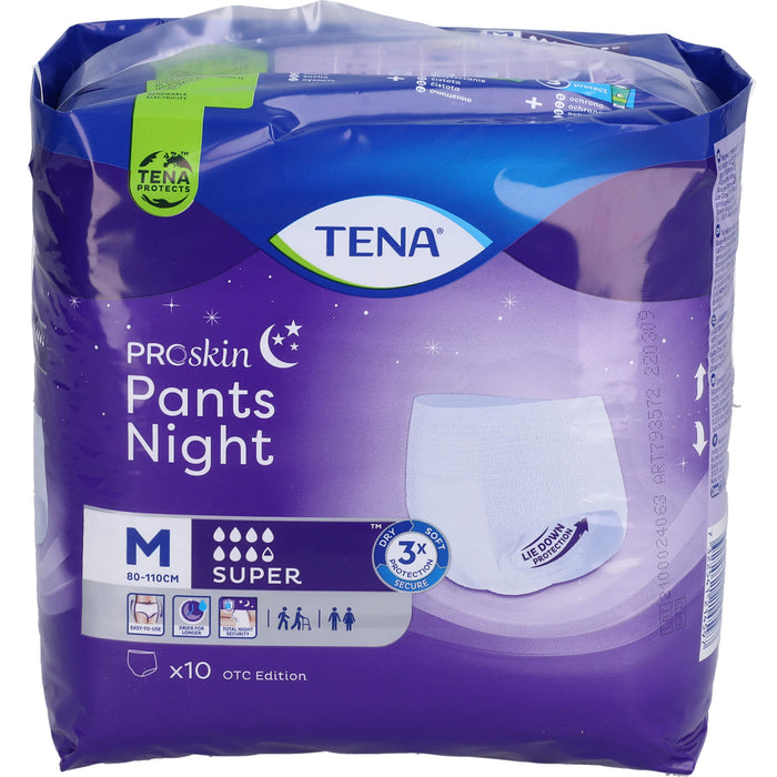 TENA Pants Night Super M Unisex Einweghosen für die Nacht bei Inkontinenz, 10 pc Pantalons à couches