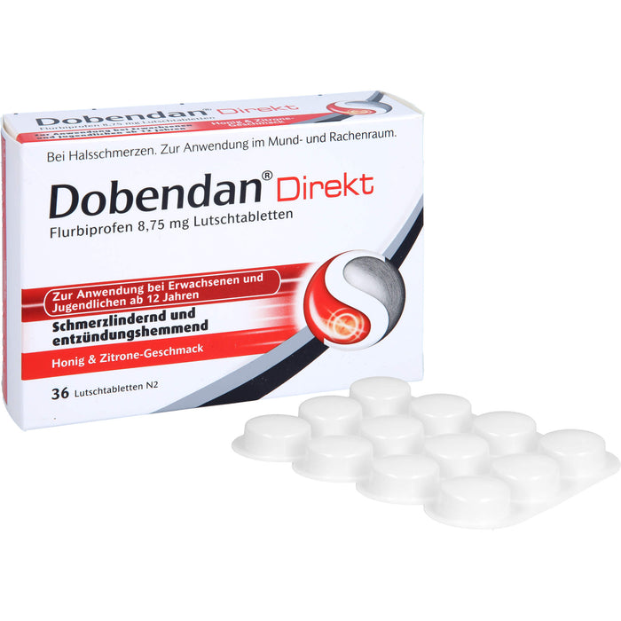 DOBENDAN Direkt Lutschtabletten bei starken Halsschmerzen & Schluckbeschwerden, 36 pc Tablettes