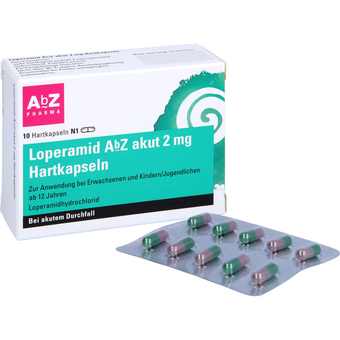Loperamid AbZ akut 2 mg Hartkapseln bei Durchfall, 10 pcs. Capsules