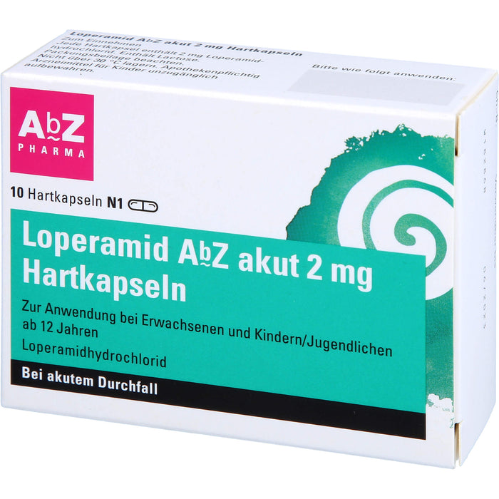 Loperamid AbZ akut 2 mg Hartkapseln bei Durchfall, 10 pcs. Capsules