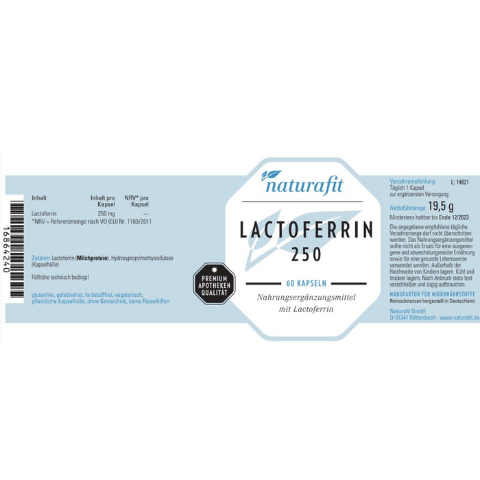 naturafit Lactoferrin 250 mg aus Kuhmilch, 60 St KAP