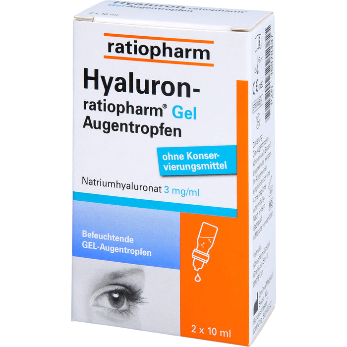 Hyaluron-ratiopharm Gel Augentropfen bei trockenen und gereizten Augen, 20 ml Solution