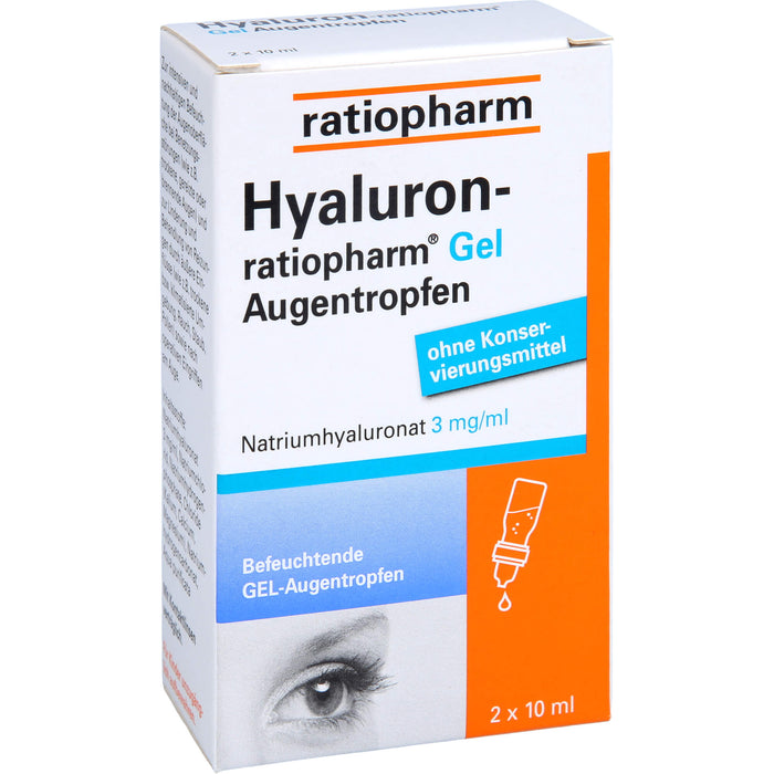 Hyaluron-ratiopharm Gel Augentropfen bei trockenen und gereizten Augen, 20 ml Solution