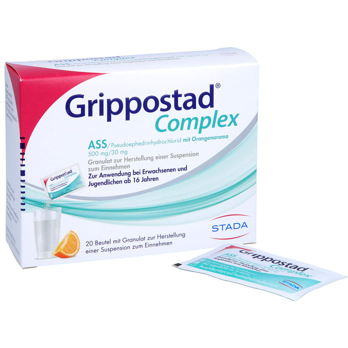 Grippostad Complex ASS / Pseudoephedrinhydrochlorid mit Orangenaroma 500 mg/30 mg Granulat, 20 pcs. Sachets
