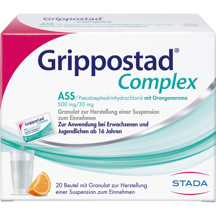 Grippostad Complex ASS / Pseudoephedrinhydrochlorid mit Orangenaroma 500 mg/30 mg Granulat, 20 pcs. Sachets