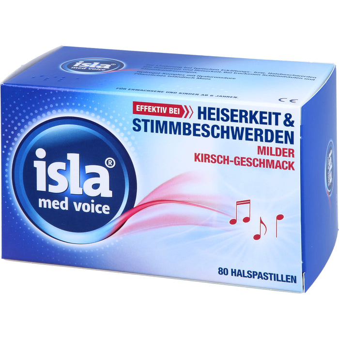 isla med voice Pastillen effektiv bei Heiserkeit und Stimmbeschwerden mit mildem Kirsch-Geschmack, 80 pcs. Pastilles