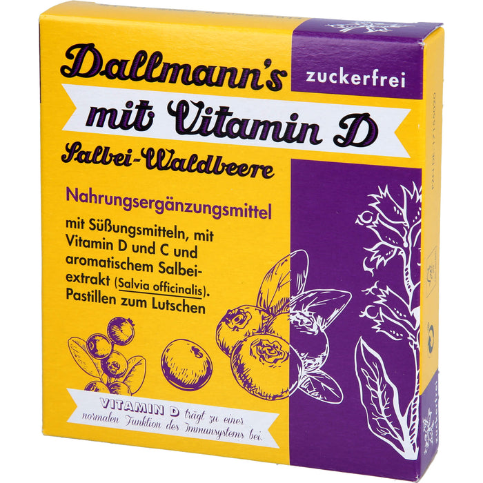 Dallmann's Salbei Waldbeere mit Vitamin D zuckerfrei, 37 g Bonbons