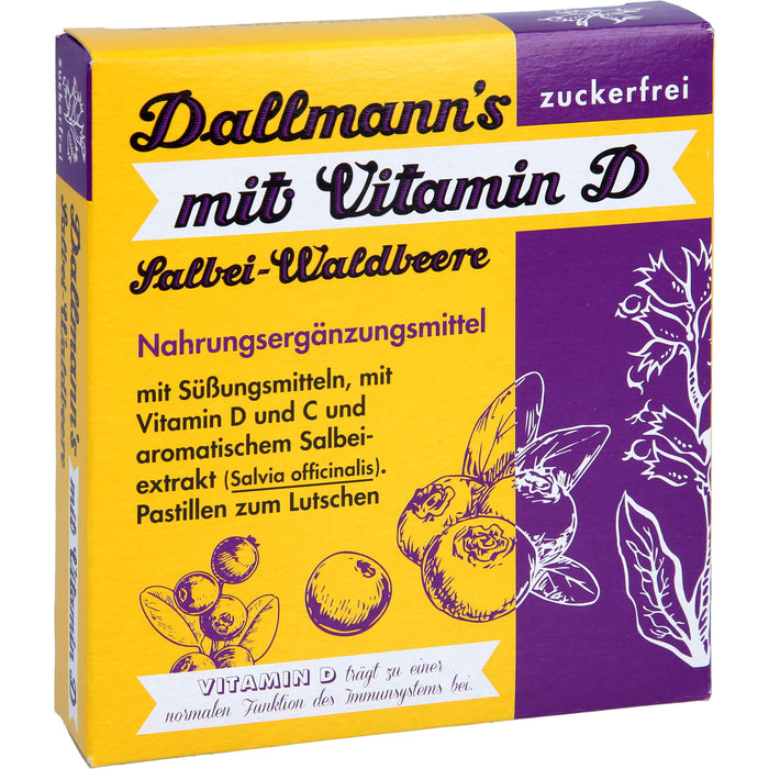 Dallmann's Salbei Waldbeere mit Vitamin D zuckerfrei, 37 g Bonbons