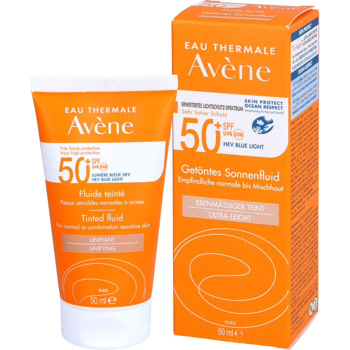 Avène Getöntes Sonnenfluid SPF 50+ für empfindliche normale bis Mischhaut, 50 ml Cream