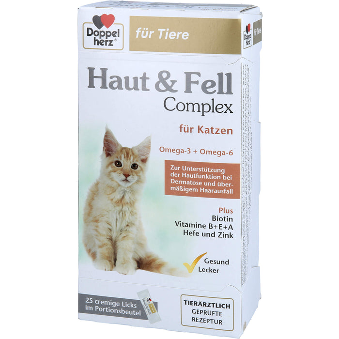 Doppelherz für Tiere Haut & Fell Complex cremige Licks für Katzen, 25 pc Bâtonnets