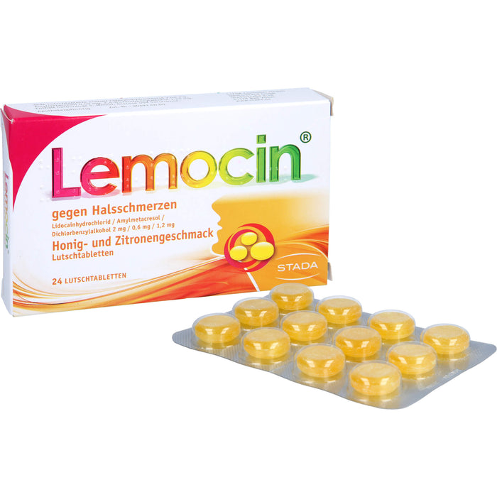 Lemocin gegen Halsschmerzen Honig-Zitrone Lutschtabletten, 24 pc Tablettes
