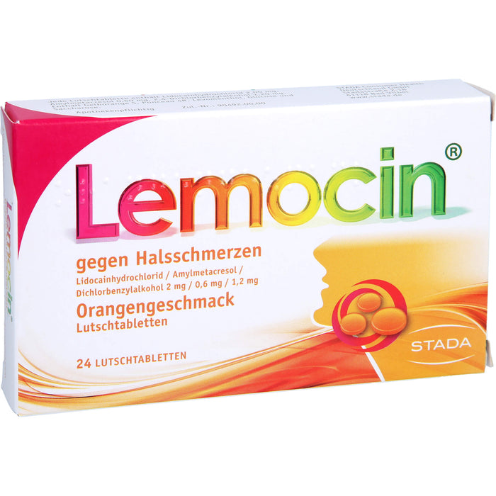 Lemocin Lutschtabletten Orangengeschmack gegen Halsschmerzen, 24 pc Tablettes