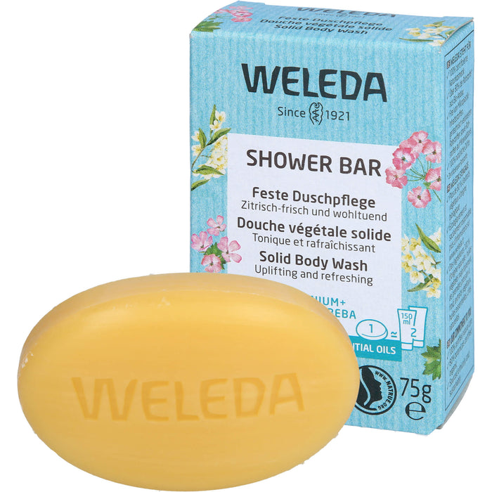 WELEDA Feste Duschpflege Geranium + Litsea Cubeba zitrisch frisch und wohltuend, 75 g pain de savon