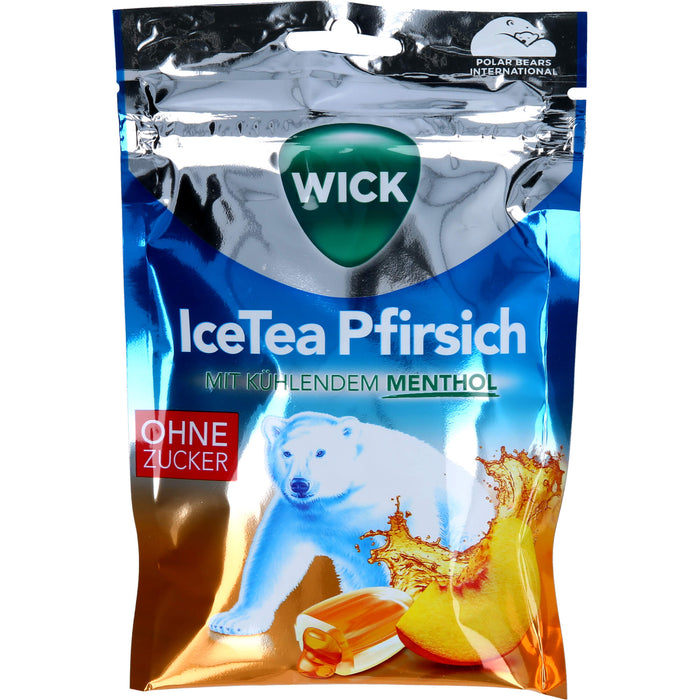 Wick IceTea Pfirsich ohne Zucker zuckerfreie Hustenbonbons mit Pfirsich-Eistee-Geschmack, 72 g Bonbons