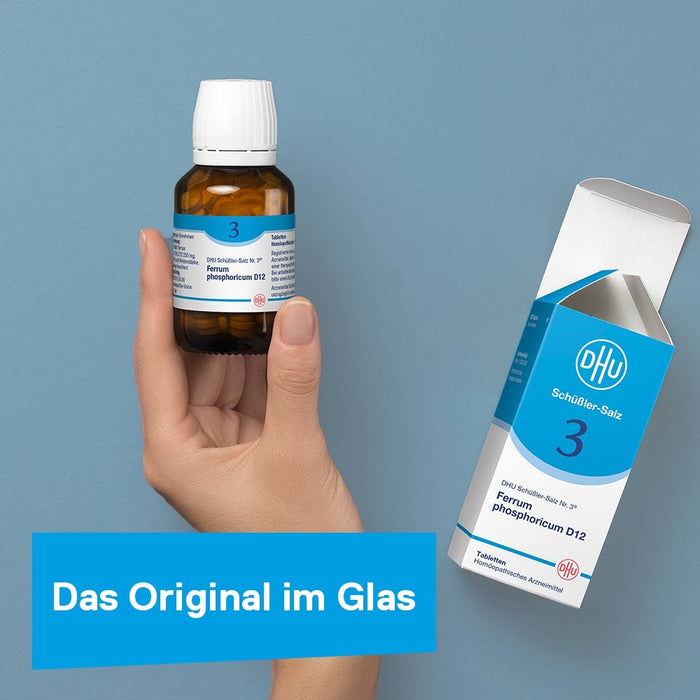 DHU Schüßler-Salz Nr. 3 Ferrum phosphoricum D12 – Das Mineralsalz des Immunsystems – das Original – umweltfreundlich im Arzneiglas, 80 St. Tabletten