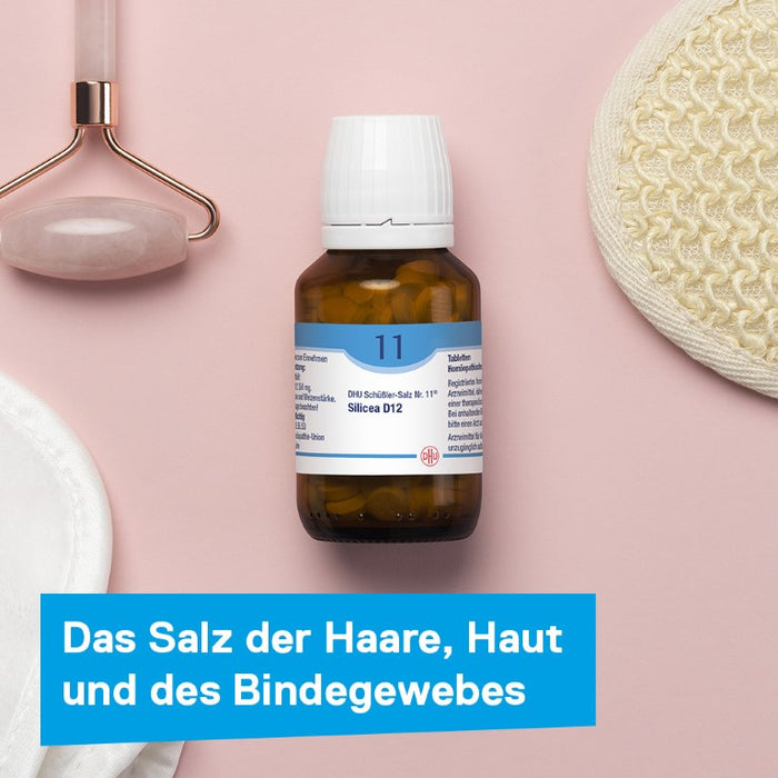 DHU Schüßler-Salz Nr. 11 Silicea D12 – Das Mineralsalz der Haare, der Haut und des Bindegewebes – das Original – umweltfreundlich im Arzneiglas, 80 pc Tablettes