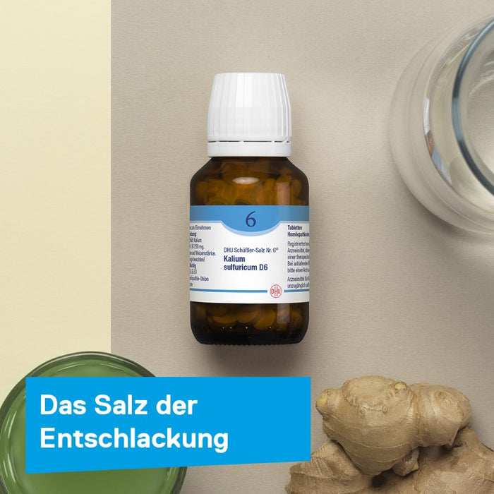 DHU Schüßler-Salz Nr. 6 Kalium sulfuricum D6 – Das Mineralsalz der Entschlackung – das Original – umweltfreundlich im Arzneiglas, 900 St. Tabletten