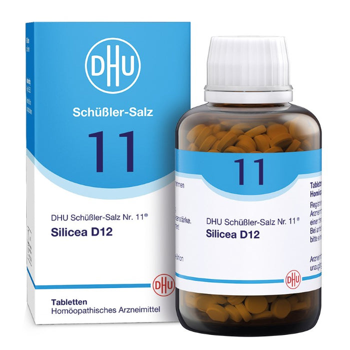 DHU Schüßler-Salz Nr. 11 Silicea D12 – Das Mineralsalz der Haare, der Haut und des Bindegewebes – das Original – umweltfreundlich im Arzneiglas, 900 St. Tabletten