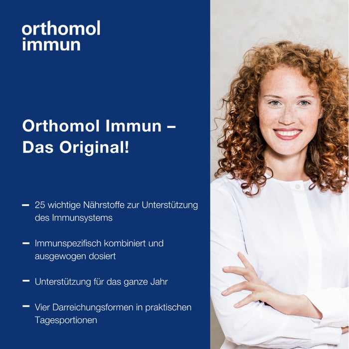 Orthomol Immun - Mikronährstoffe zur Unterstützung des Immunsystems - mit Vitamin C, Vitamin D und Zink - Orangen-Geschmack - Direktgranulat, 30 pc Portions quotidiennes