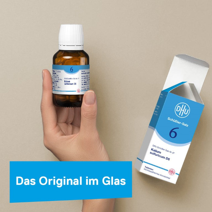 DHU Schüßler-Salz Nr. 6 Kalium sulfuricum D6 – Das Mineralsalz der Entschlackung – das Original – umweltfreundlich im Arzneiglas, 900 St. Tabletten