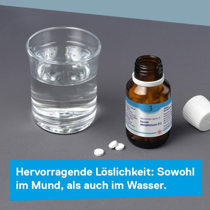 DHU Schüßler-Salz Nr. 3 Ferrum phosphoricum D12 – Das Mineralsalz des Immunsystems – das Original – umweltfreundlich im Arzneiglas, 80 St. Tabletten