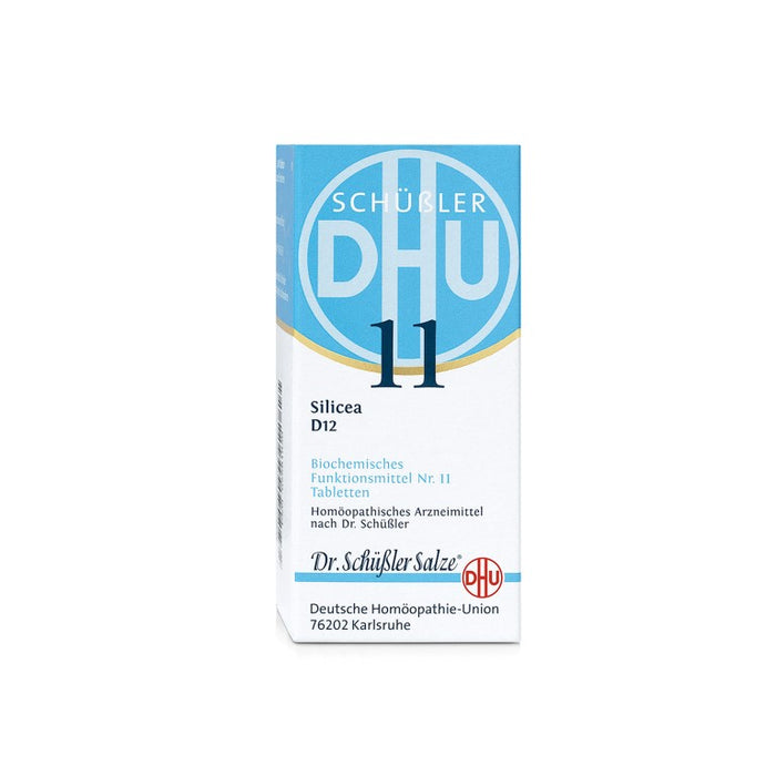 DHU Schüßler-Salz Nr. 11 Silicea D12 – Das Mineralsalz der Haare, der Haut und des Bindegewebes – das Original – umweltfreundlich im Arzneiglas, 80 St. Tabletten