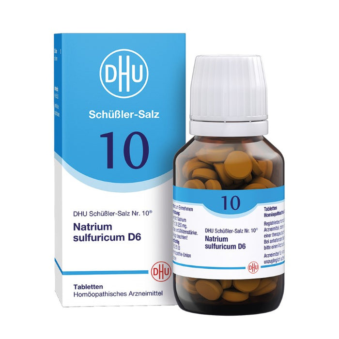 DHU Schüßler-Salz Nr. 10 Natrium sulfuricum D6 – Das Mineralsalz der inneren Reinigung – das Original – umweltfreundlich im Arzneiglas, 200 pcs. Tablets