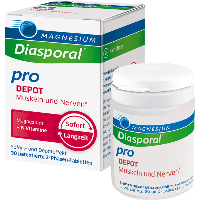 Magnesium-Diasporal Pro Depot Tabletten für  Muskeln und Nerven, 30 pcs. Tablets